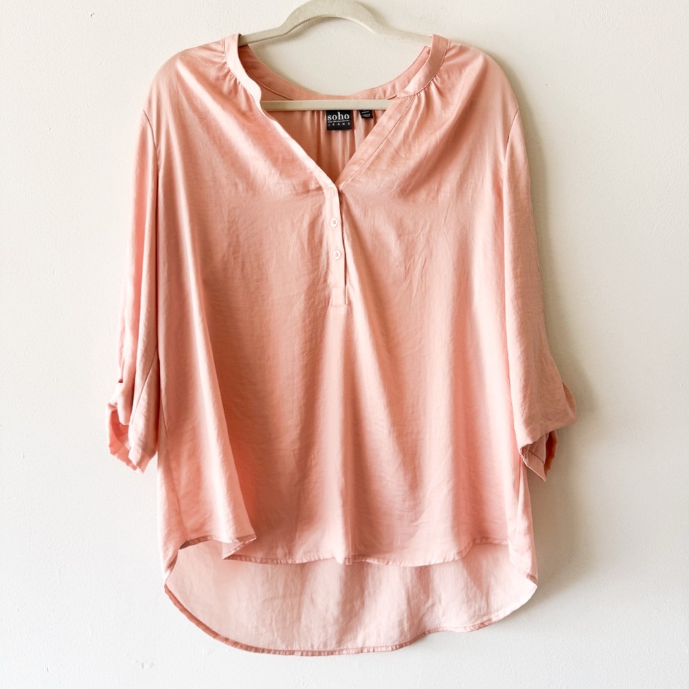 Soho Jeans Soft Pink 3/4 Sleeve Blouse Size XL